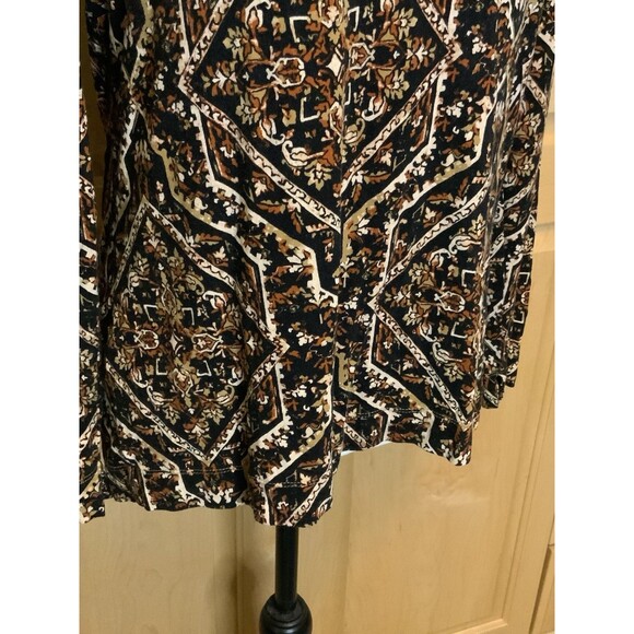 Chicos Women’s 1 US M Diamond Shapes Fall Colors Long Sleeves  Tunic Top - Picture 3 of 9